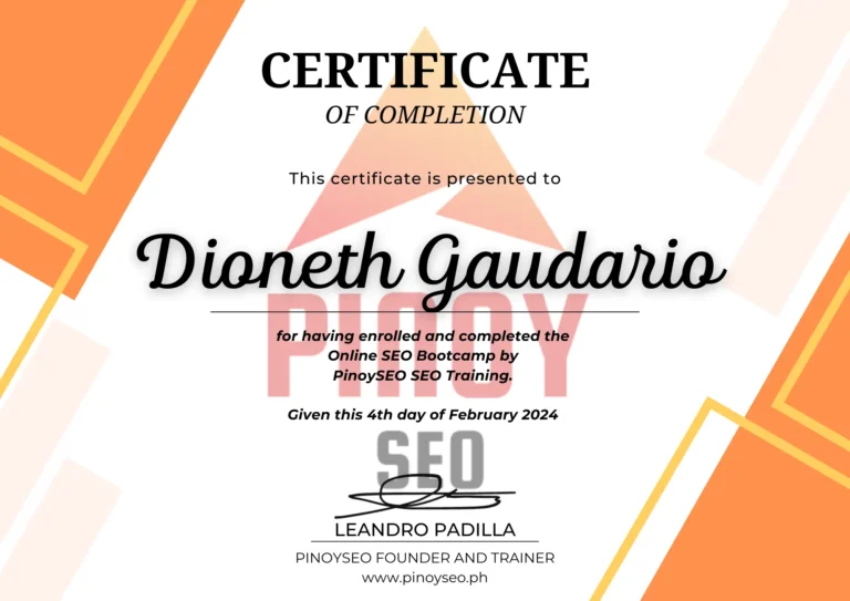 Search Engine Optimization Certificate