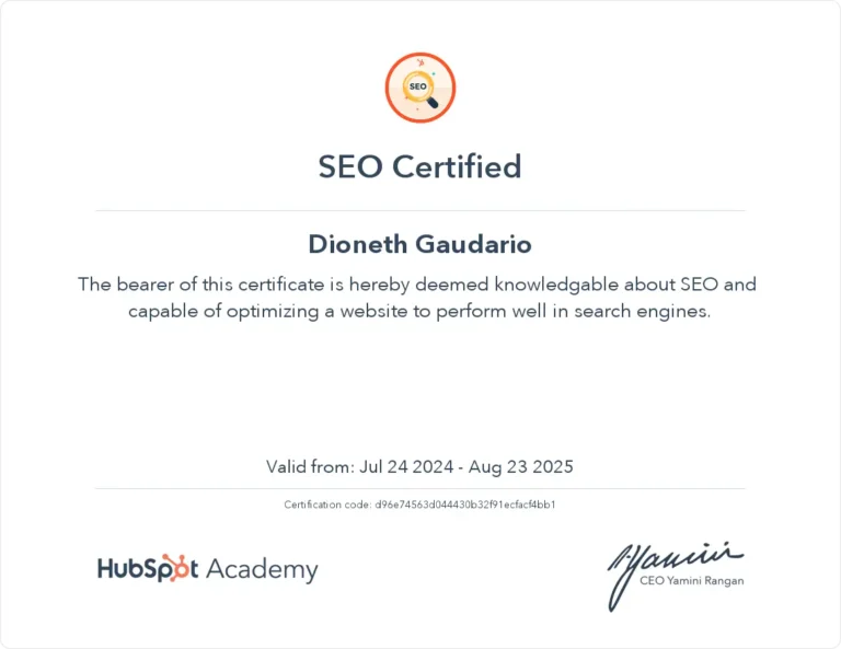 Hubspot SEO Certification